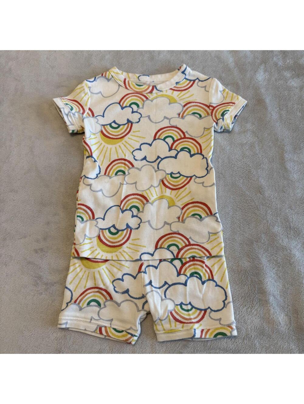Baby Gap Rainbow Cloud Print Short-Sleeve Pajama Set Size 3 Years